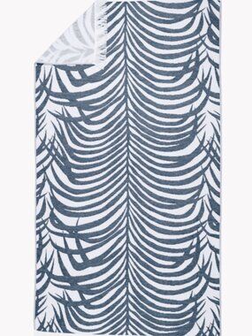Matouk Schumacher Zebra Palm Beach Towel Navy & White 40" x 70" NWT